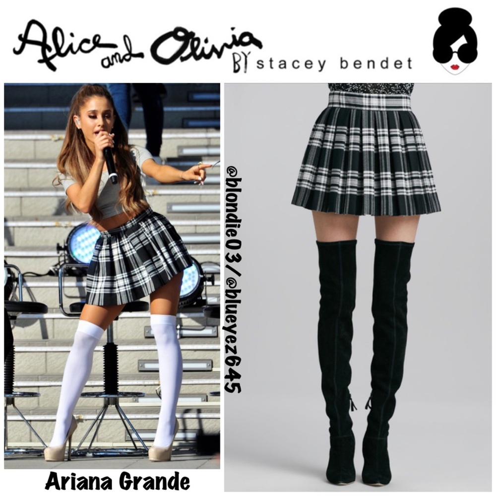 Alice & Olivia “Fizer” plaid pleated mini skirt 2